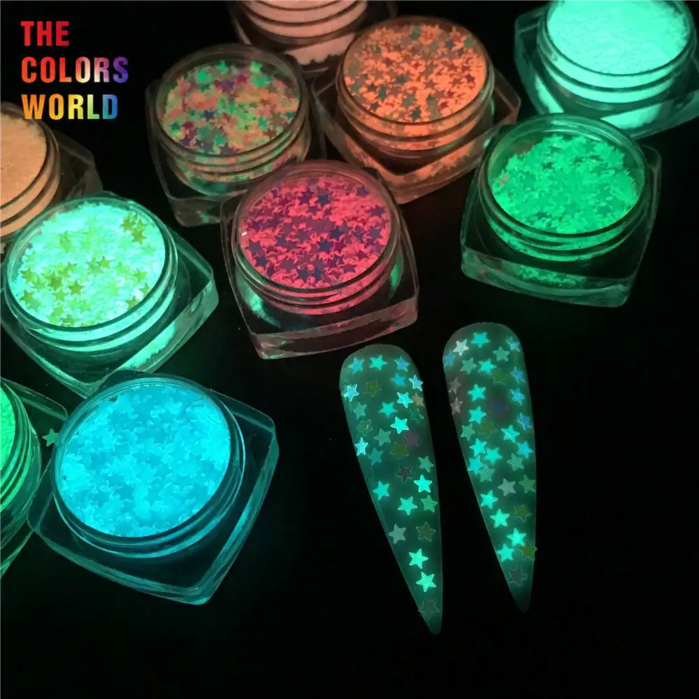 

TCT-511 Luminous Glow In Dark Sequins Star Nails Glitter Long Last Glowing Noctilucent Leuchtend Nail Painting Nails Accessories