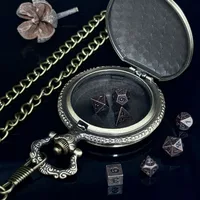 Набор из 7 многогранных DnDшных кубиков в корпусе, имитирующем карманные часы.#3