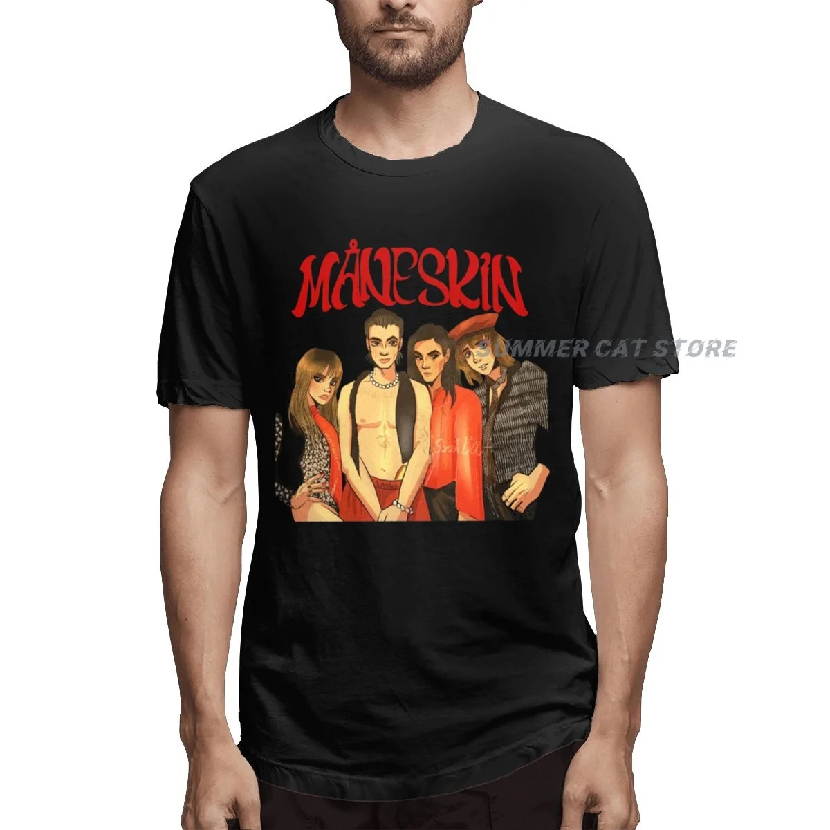 

Maneskin T Shirt New Fashion men Hip Hop T-Shirt Fale Harajuku Tee Shirt Damiano Maneskin Tshirts