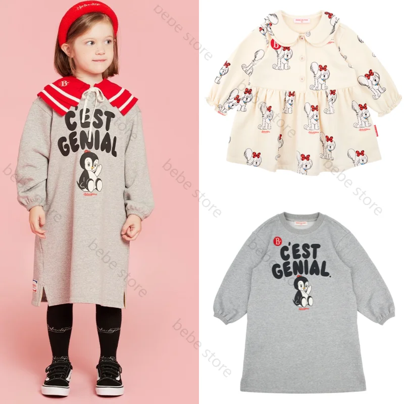 

(Spot) Bebe Store 2023 베베드피노 Autumn Girls' Baby Long Sleeve Loose Pleated Dress
