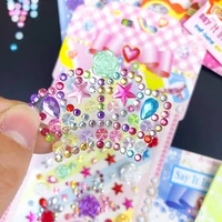 20 pcs home kids stickers cute gem crystal acrylic diamond stickers girl decoration creative diy kindergarten reward stickers