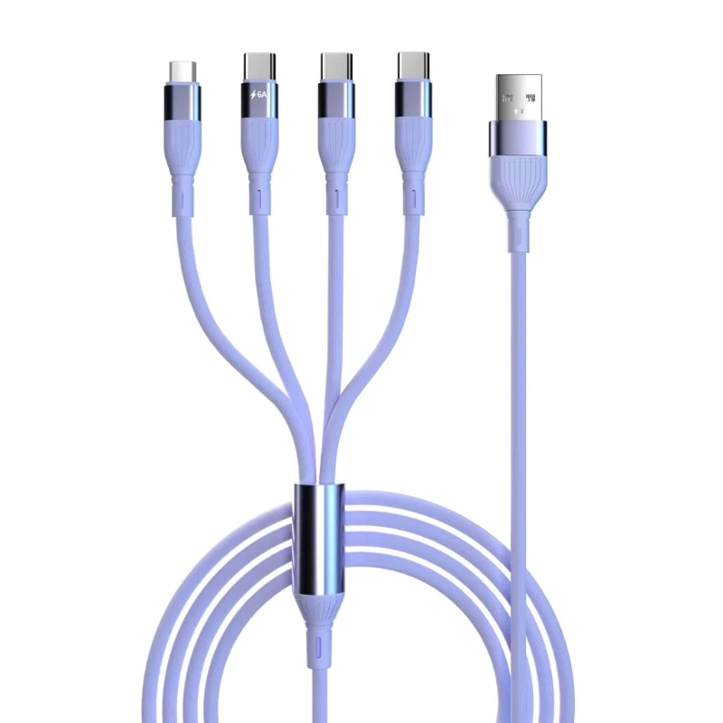 1 в 4 выхода USB на Micro + 3 зарядных кабеля Type-C Шнур быстрого питания Прямая поставка