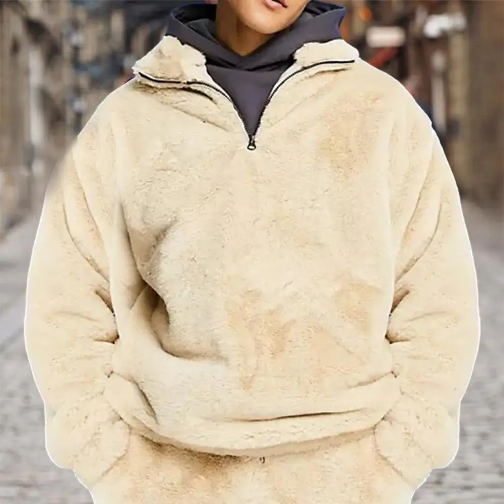 

Trendy Men Autumn Sweatshirt Dispel Cold Sweatshirt High Collar Casual Thick Autumn Sweatshirt Keep Warm