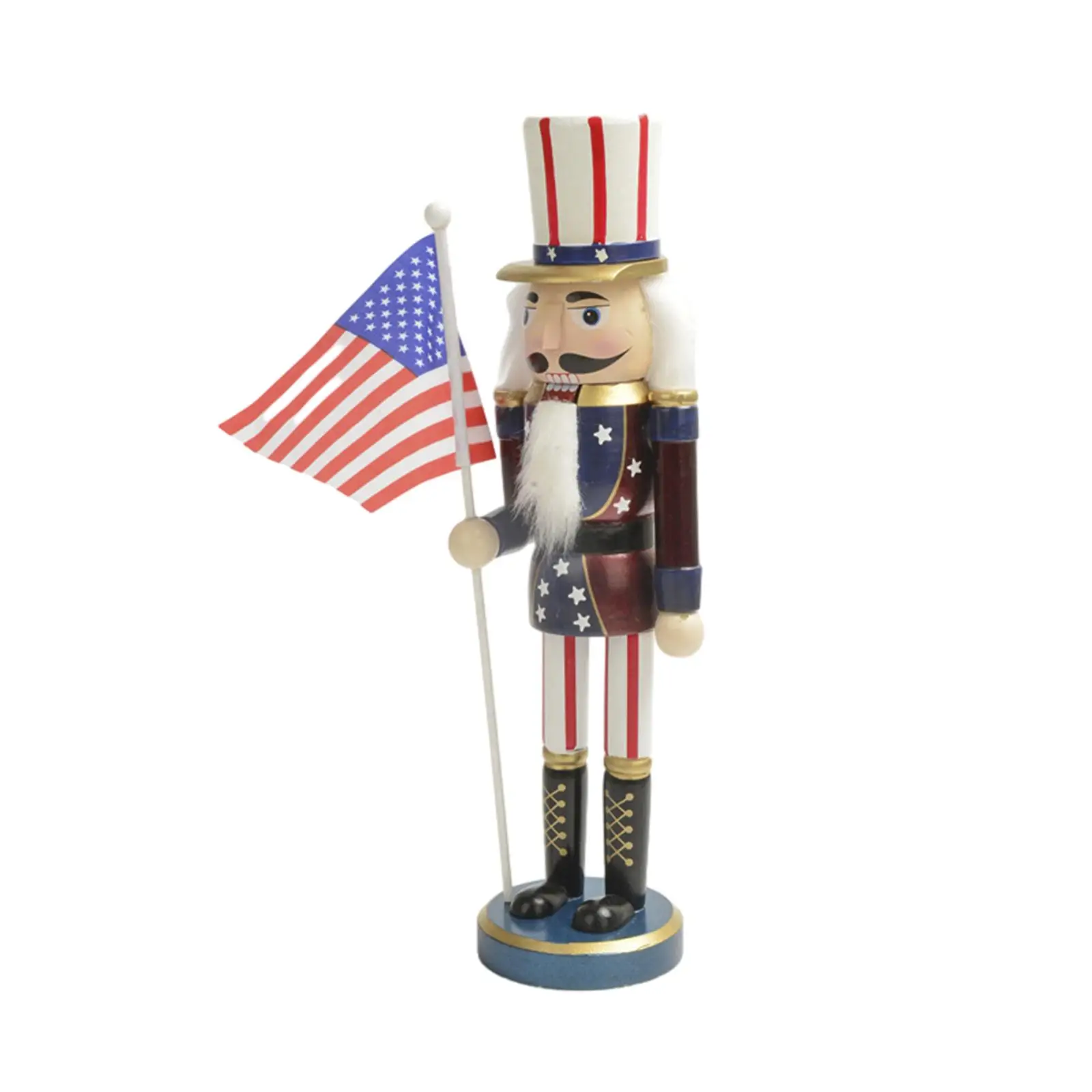 

Xmas Wooden Nutcracker Soldier Figure with USA Flag Lightweight Fine Workmanship
