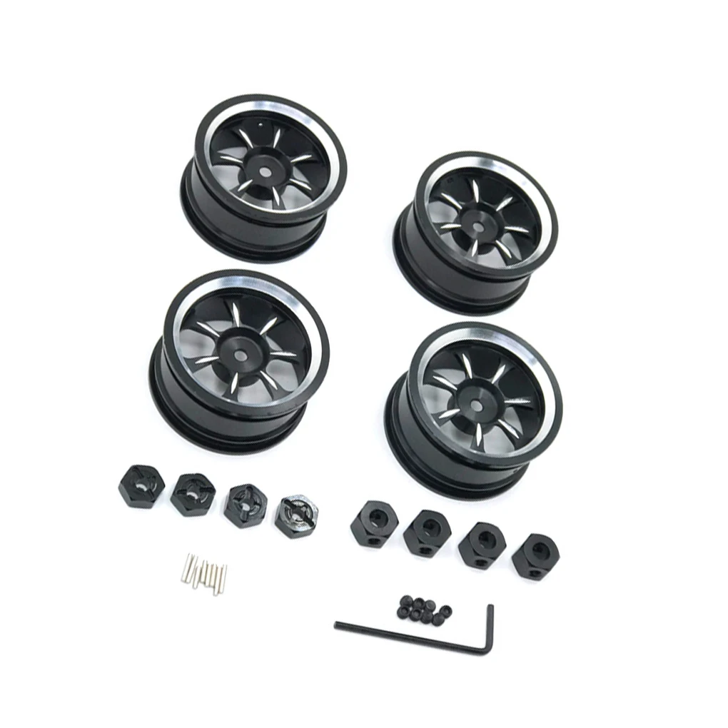 

4x Черный алюминиевый колесный обод шестигранный адаптер для WLtoys 1/12 1/14 1/18 LC MN WPL алюминиевый сплав шестигранный