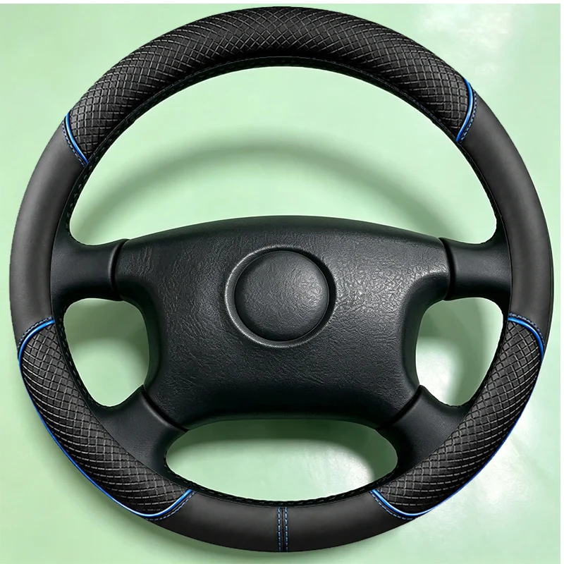 Фото Для Suzuki Vitara 1994-2004, полностью обшитый вручную чехол на руль из черной кожи наппа, аксессуар для салона автомобиля. №2