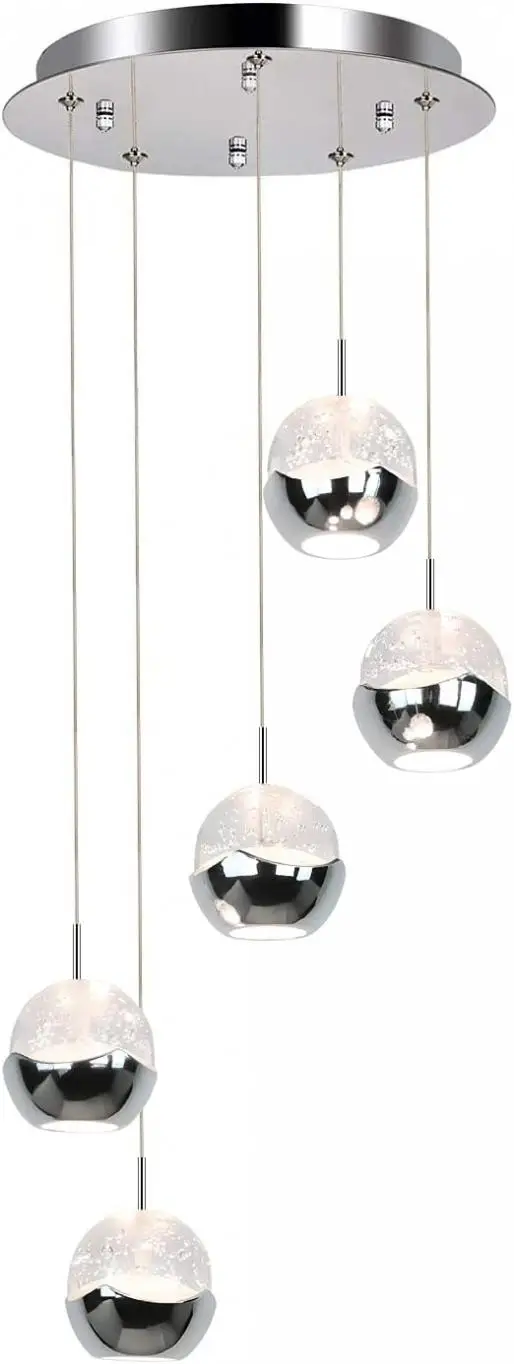 

5-Light Led-Integrated Premium Bubble Globe with Chromed Finished, 4000K, 30W (180 Watt Equivalent) CRI 90+, 2250lm