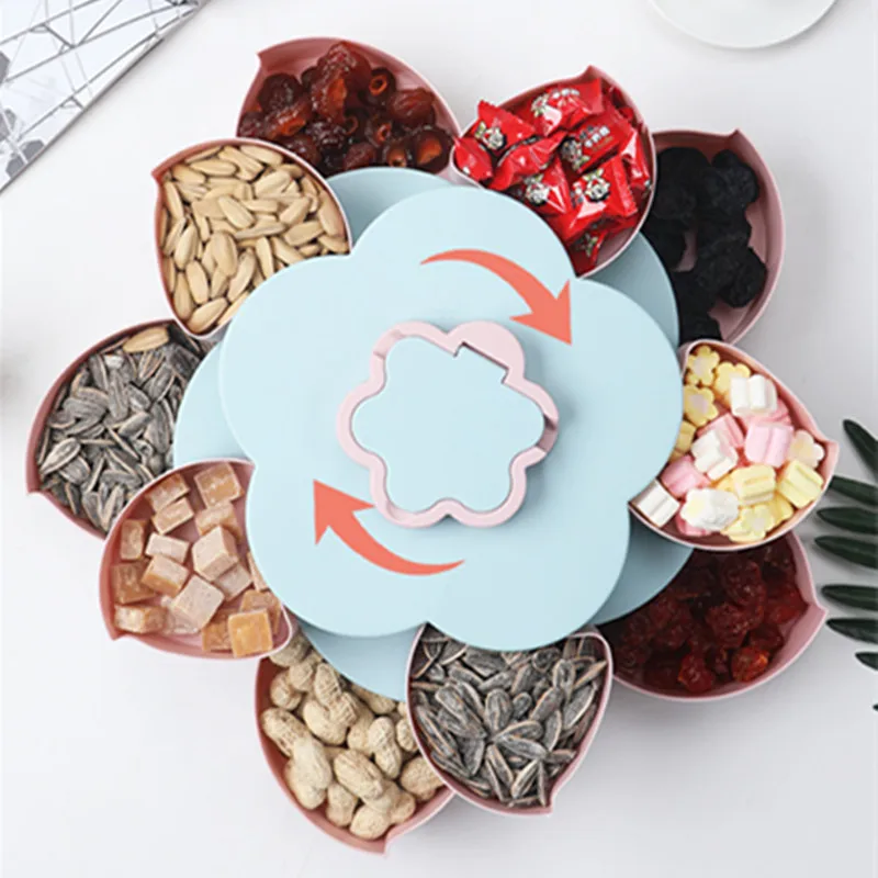 

Shape Box Grids Snack Fruit Wedding Candy Party Box 10 Plate Box Flower Nuts Flowers Snack Rotating Storage Creative Petal Tray