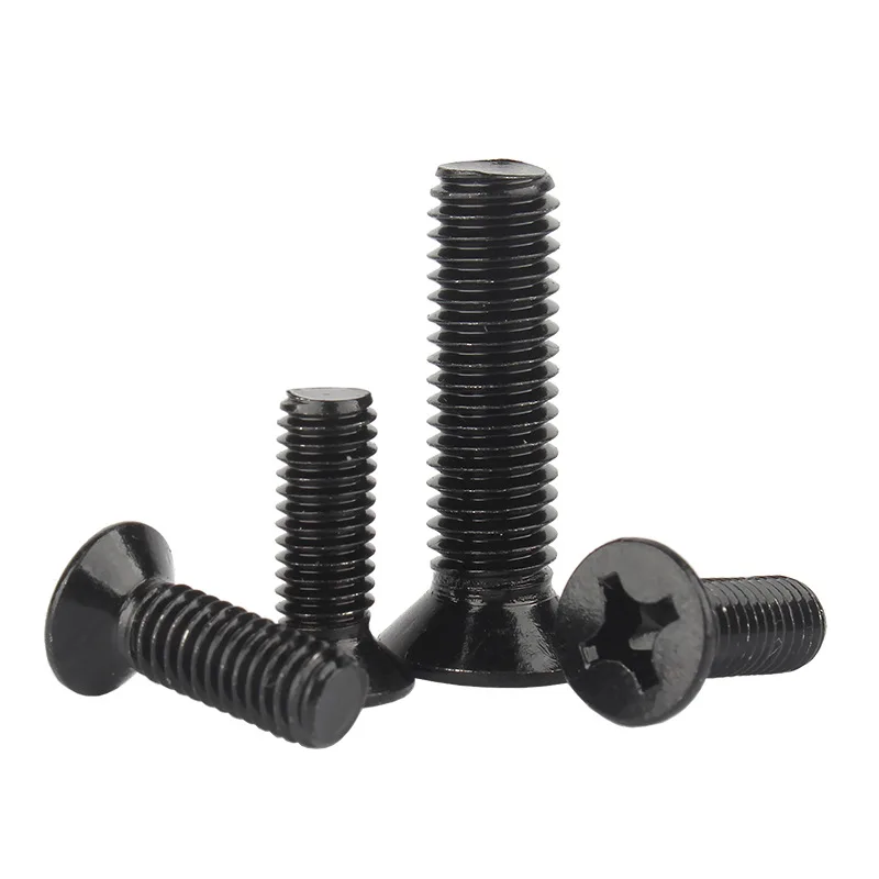 

10Pcs Mini Small Black Steel M1 M1.2 M1.4 M1.6 M1.7 M2 M2.5 M3 M3.5 M4 M5 KM KM Phillips Flat Countersunk Head Screw Bolt