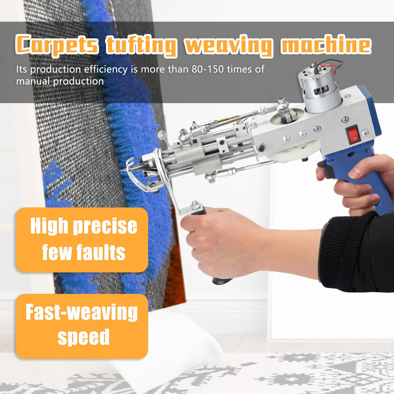 

Electric Carpet Tufting Gun Weaving Machine Professional Flocking Device Embroidery Tool Cut-Pile Loop Pile Knitting Equipment