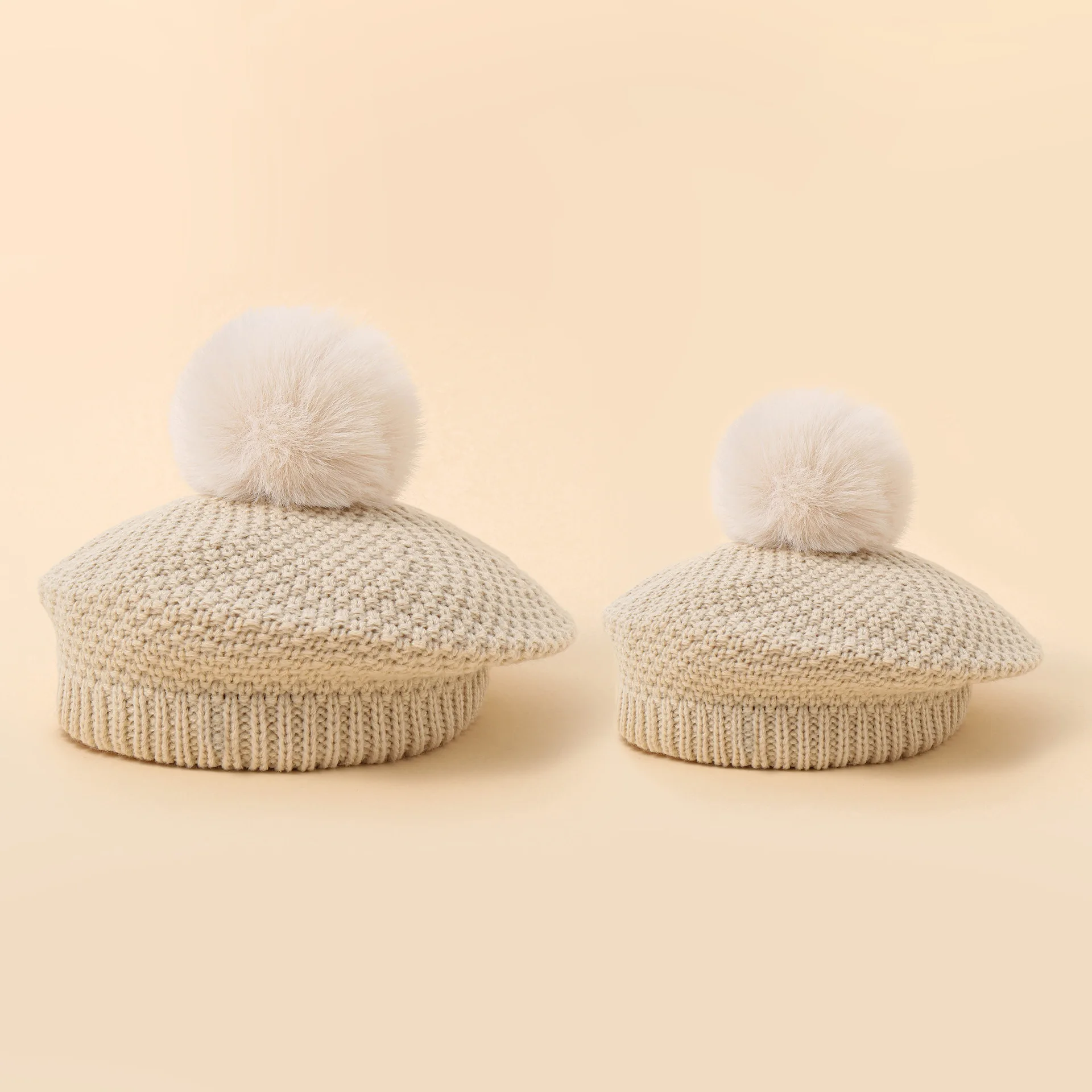 

Knitted Mother Kids Hat Winter Baby Beanie Hats Pompom Beret Warm Children Cap for Girls Boys Accessories New Infant Stuff