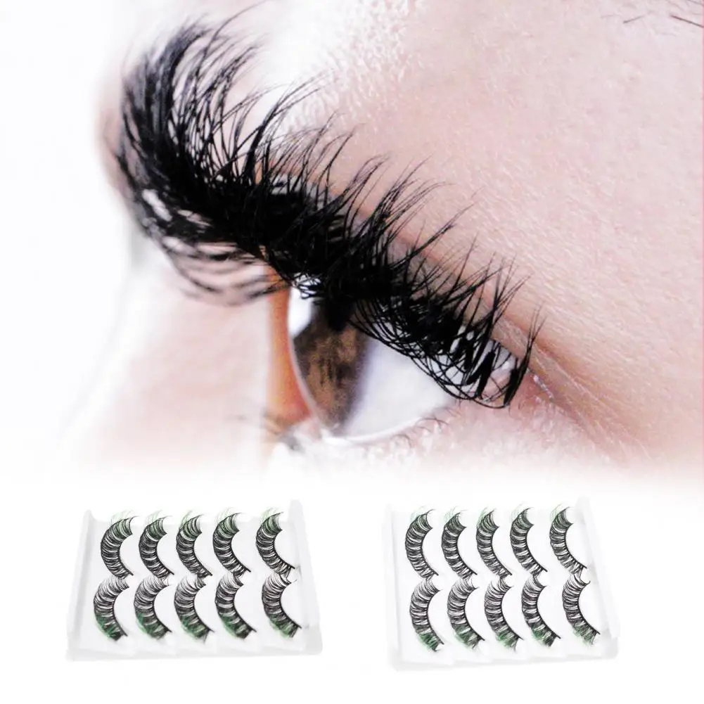 

5Pairs Fake Eyelashes Soft Comfortable to Wear Fiber Colorful Thick False Eyelashes for Women