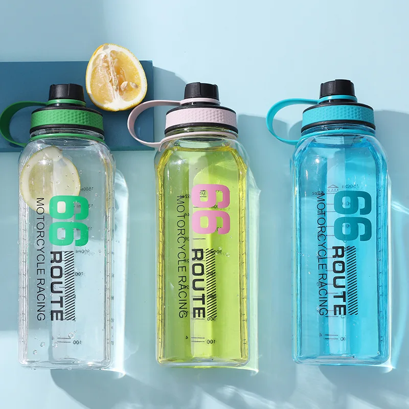 

1500ml Large Capacity Sports Bottle with Scale Portable Travel Summer Outdoor Gym Drinking Bottle BPA free Plastic Water Bottle