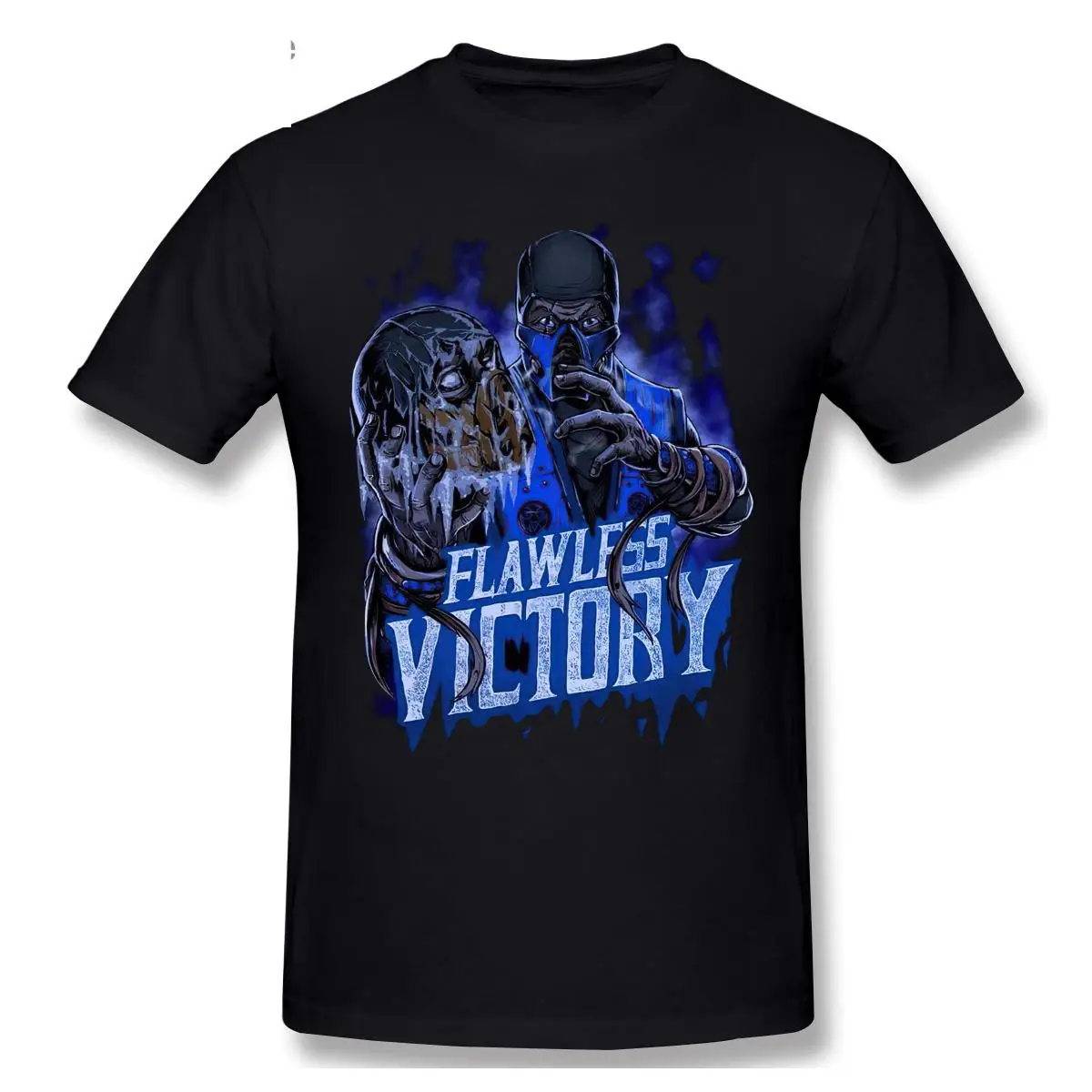 

2021 Fashion Graphic T-shirt Cartoon Anime SUB ZERO Mortal Kombat Flawless Victory Casual Men O-neck 100% Cotton T shirt Tee Top