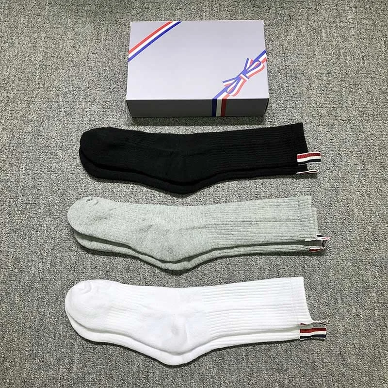 

THOM TB Men Crew Classic Solid Cotton Casual Harajuku Dress Luxury Designer Brand Fashion Funky Men‘s Gift Socks
