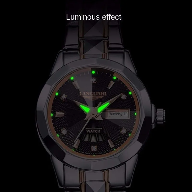 Trendy Double Calendar Double Butterfly Buckle Waterproof Night Glow Women's Watch As A Gift For Best Friends And Relatives