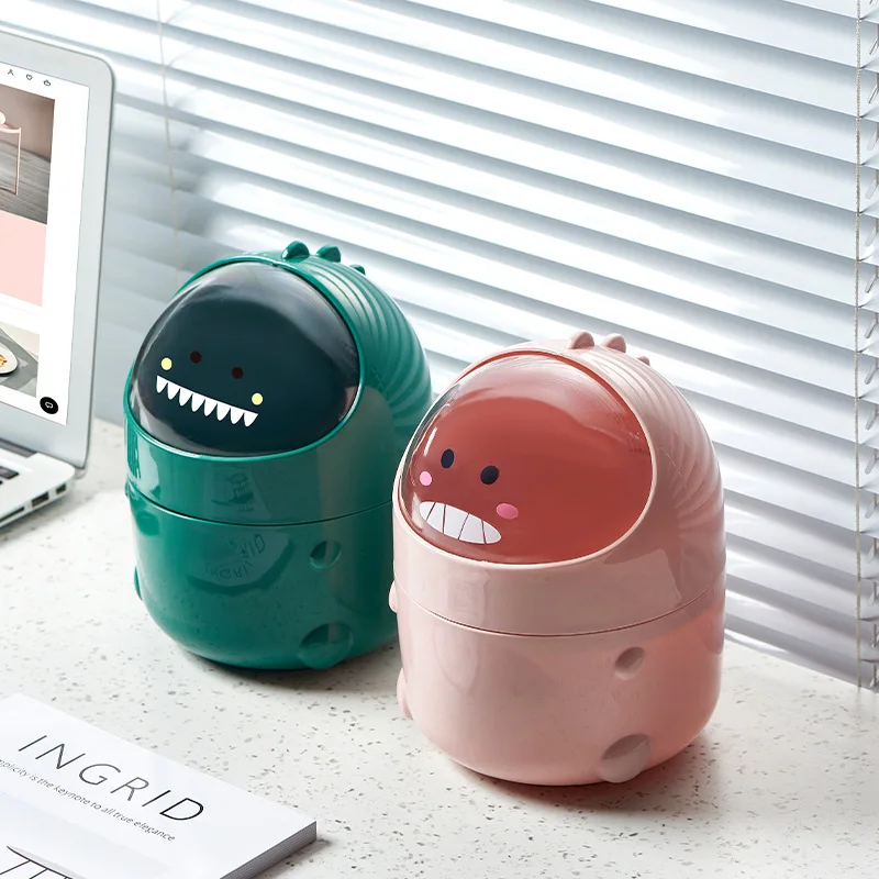 

Cute Dinosaur Desktop Trash Can Storage Organizer for Desk Mini Desk Organizer Nordic Cute Ins Mini Trash Can Waste Bin Basket