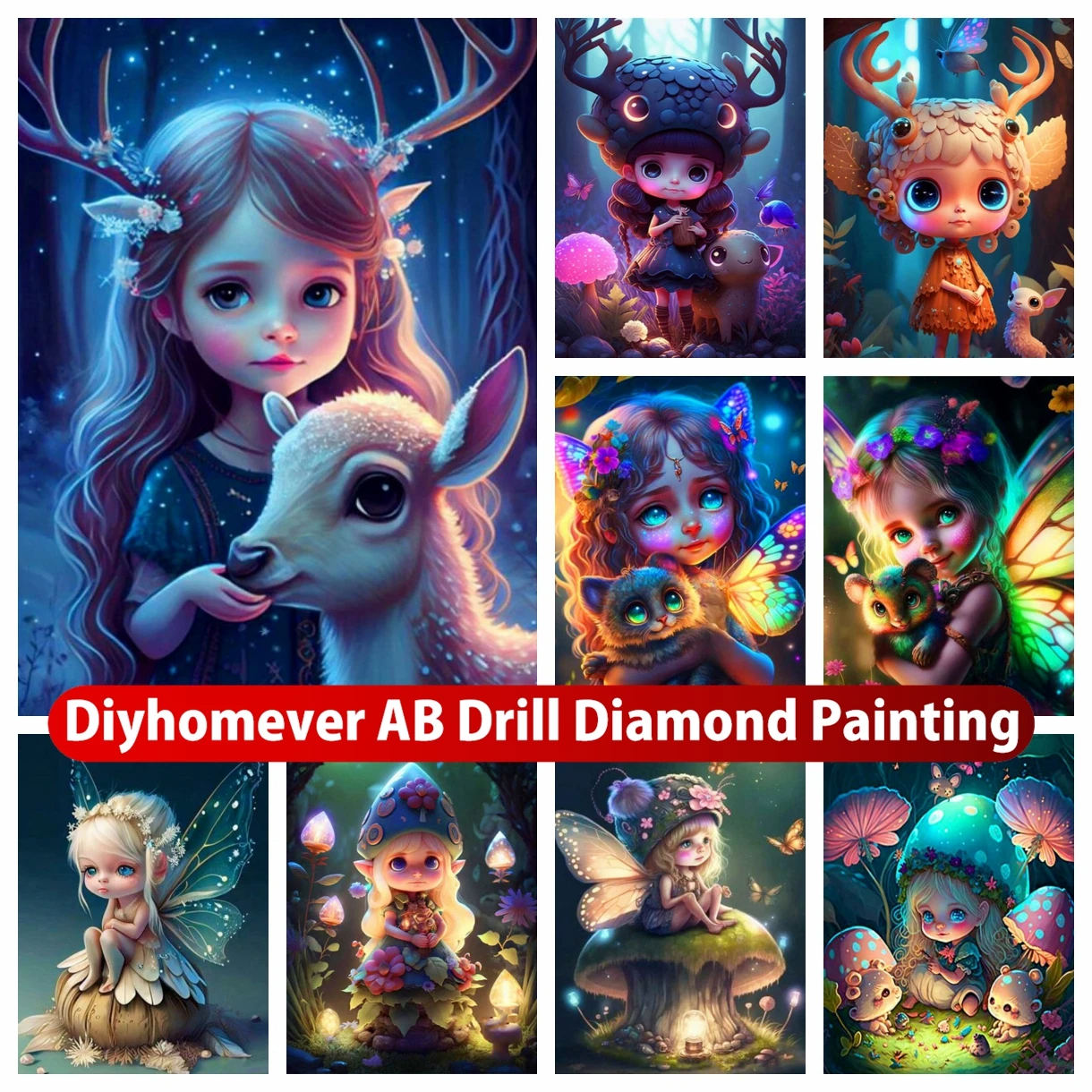 

Beautiful Elf Girl AB Diamond Painting Embroidery Cartoon Cute Fairy Cross Stitch Mosaic Pictures Handmade Home Decor 2023 New