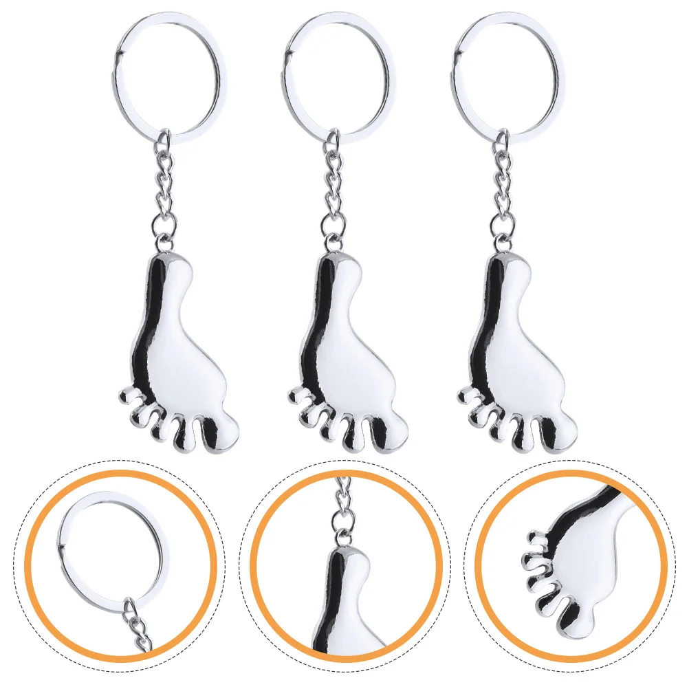 

3 Pcs Key Chain Keychain Backpacks Bag Decoration Ring Hanging Decorative Car Keyring Zinc Alloy Foot Shape Baby Pendant