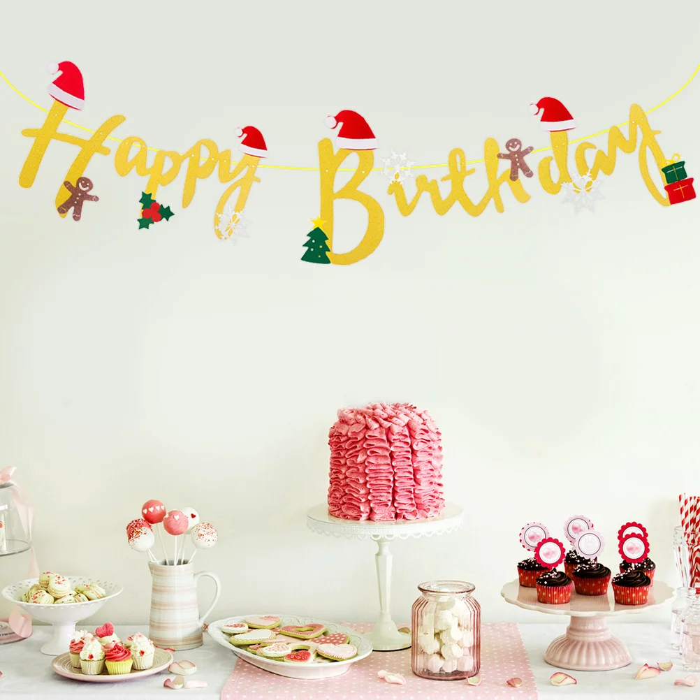 

Birthday Banner Christmas Happy Decorations Party Sign Letter Supplies Garland Decoration Themed Buntingflag Hanging