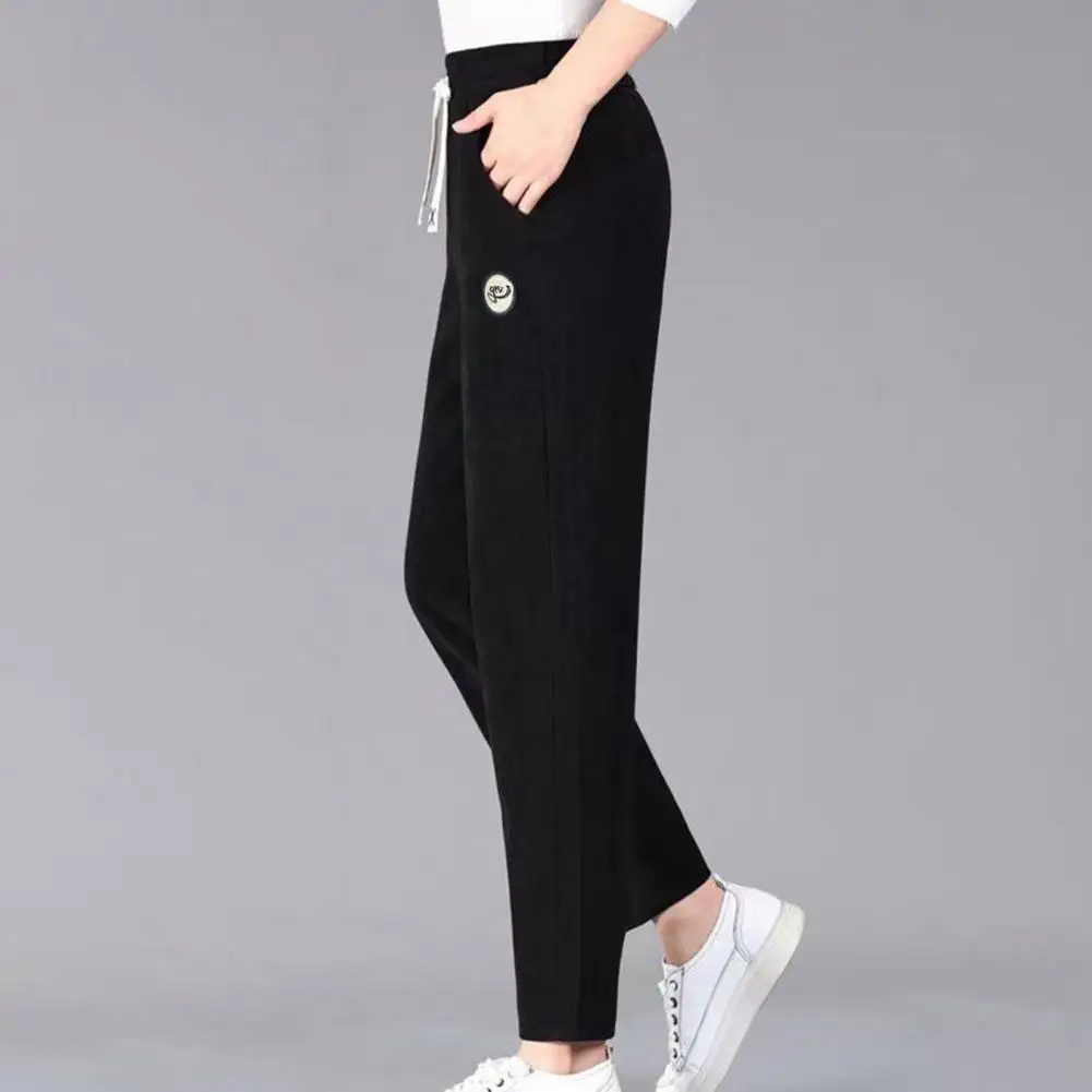

Sweatpants Solid Color Loose Thermal Mid Waist Winter Trousers Women Winter Pants for Home