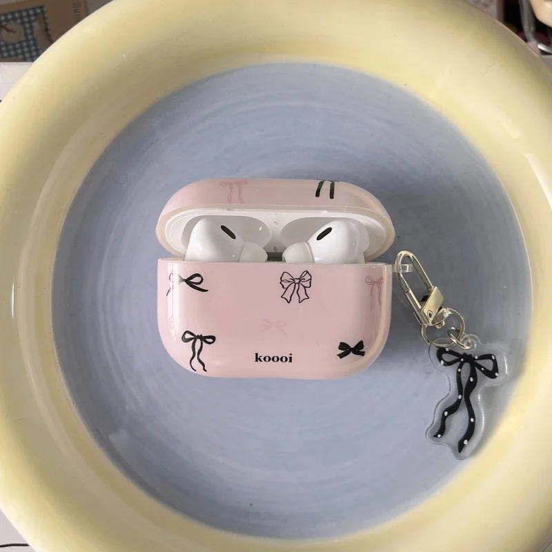 Новый чехол для наушников IMD розового цвета с черной бабочкой и подвеской Apple Airpods