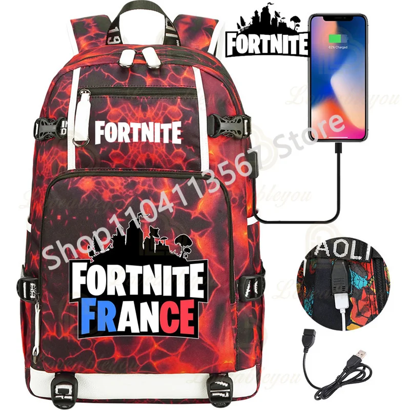 Фото Рюкзак Llama Knight F-Fortnited Battle Royale с USB-зарядкой, аниме-фигурки, отделение для канцелярских принадлежностей для учебы, студентов Mochila №3