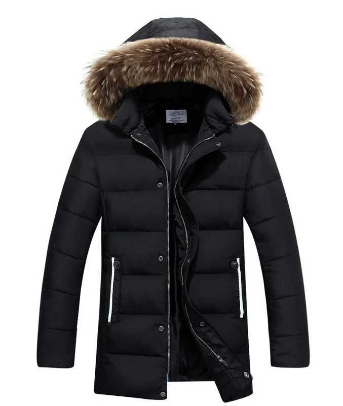 

Men Clothing 2022 Cotton Coat Winter Fur Collar Casual Cotton Coat Warm Cotton Jacket Mid-length Fur Collar Winter Jacket Men