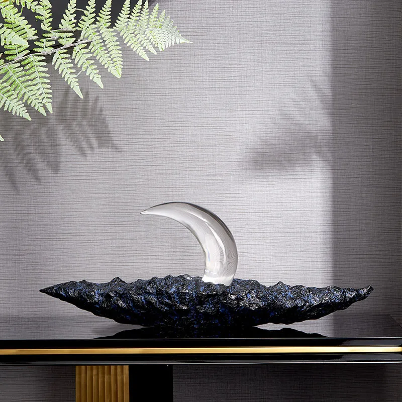 

Modern Transparent Crystal Moon And Resin Crafts Cloud Sculpture Decoration Hotel Lobby Living Room Porch Soft Decor Accessories