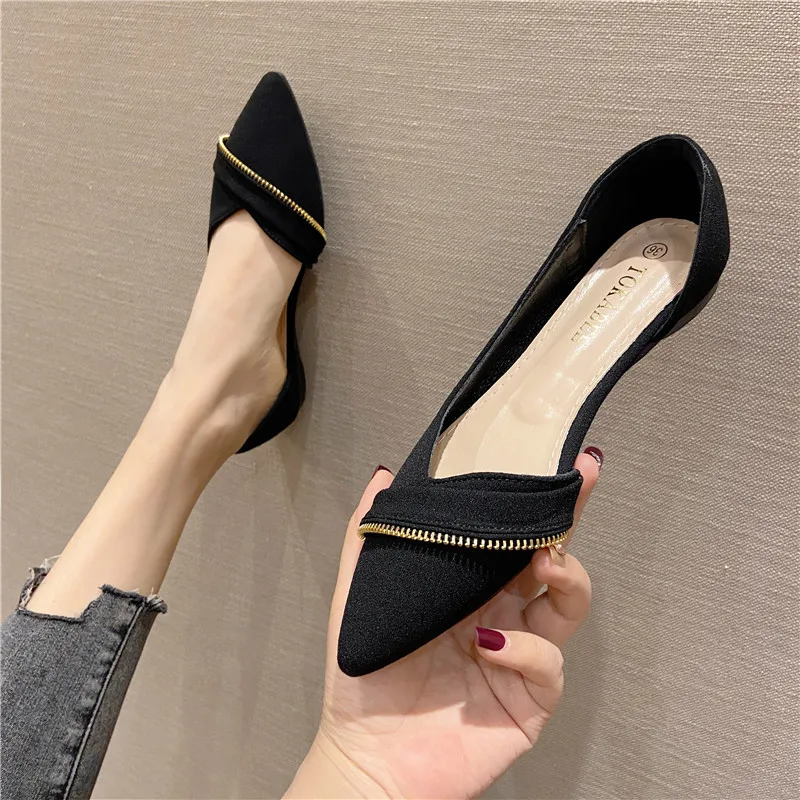 

Туфли женские с острым носком, плоская подошва, Простые выразительные, однотонные, размеры 31-46, весна-лето