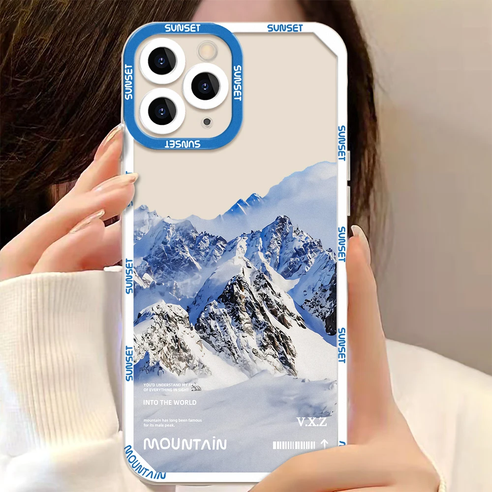 Soft TPU Phone Case For Samsung S24 Ultra A55 A54 5G Funda S23 S22 S21 A52S A53 A33 A35 A34 A71 A73 A05S A03 A72 Mountains Cover
