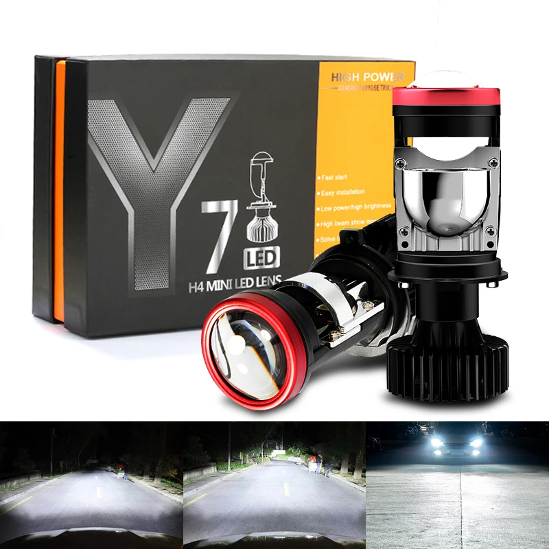 

2pcs H4 LED Y7 Y6 3570 H4 Super Bright Canbus 180W 28000LM 6000K MINI Car Lamp h4 led Headlight Bifocal Lens projector headlight