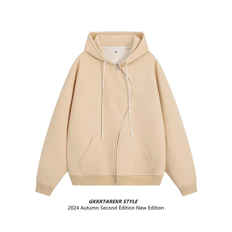 Мужская и женская однотонная толстовка с капюшоном на молнии