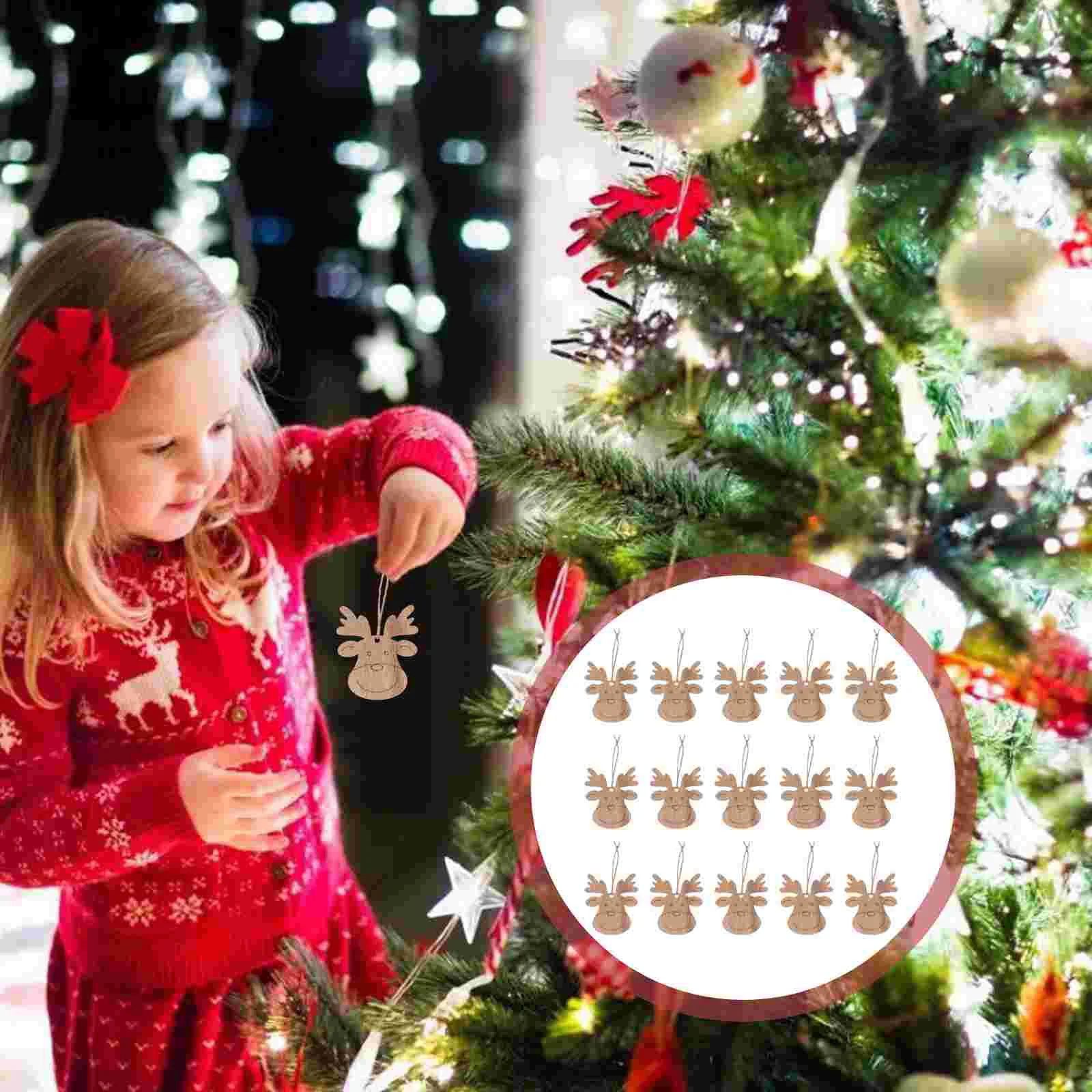 20 шт. Рождественский кулон в виде оленя деревянный орнамент для лица оленей