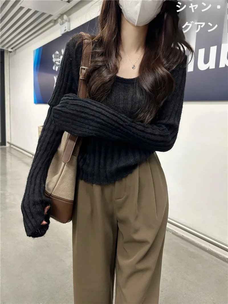 Осень и зима новинка короткий облегающий свитер для похудения простой пуловер