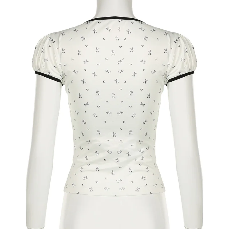 Y2K Bangage Футболка с оборками в стиле пэчворк кавайные женские гранж квадратным