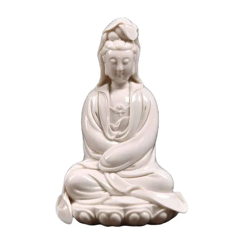 Ceramic small Buddha home decoration ornaments Decoration of the white porcelain handicrafts sit lotus free Guanyin decoration