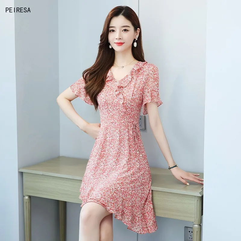 

Элегантные платья для женщин, летнее платье с оборками по краям, шикарные и цветочные туники, сексуальное платье для женщин, 2XL, красное плат...