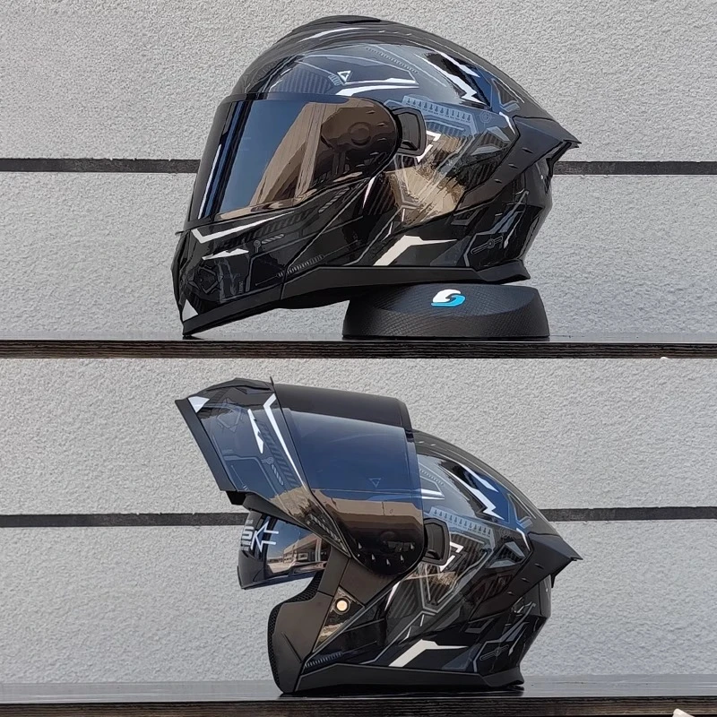 Фото Новый модульный флип-мотоциклетный шлем с двумя линзами Casco Para Motos, полный шлем, одобренный DOT Casque De Moto №4