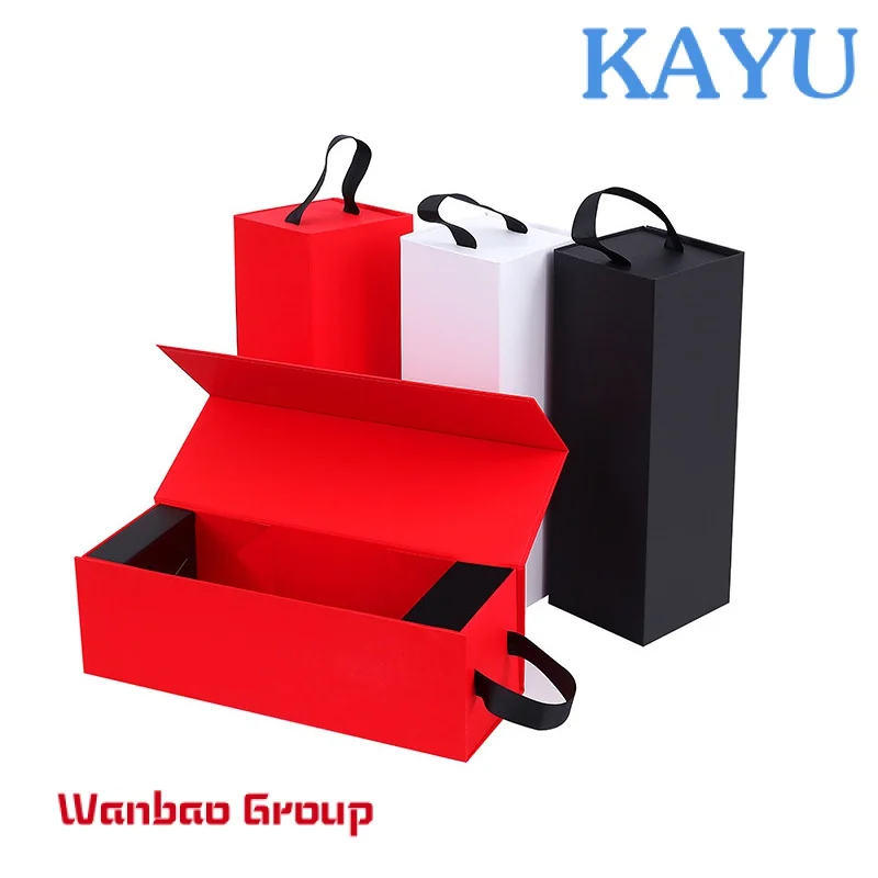 Luxury cardboard Paper Wedding Magnetic wine Boxes custom your logo printing magnetic folding red wine box