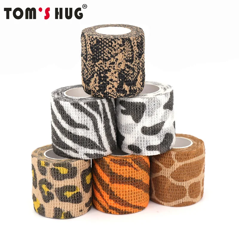 Animal Printed Medical Self Adhesive Tattoo Elastic Bandage 4.5m Sports Wrap Tape for Finger Joint Knee First Aid Kit Pet Tape