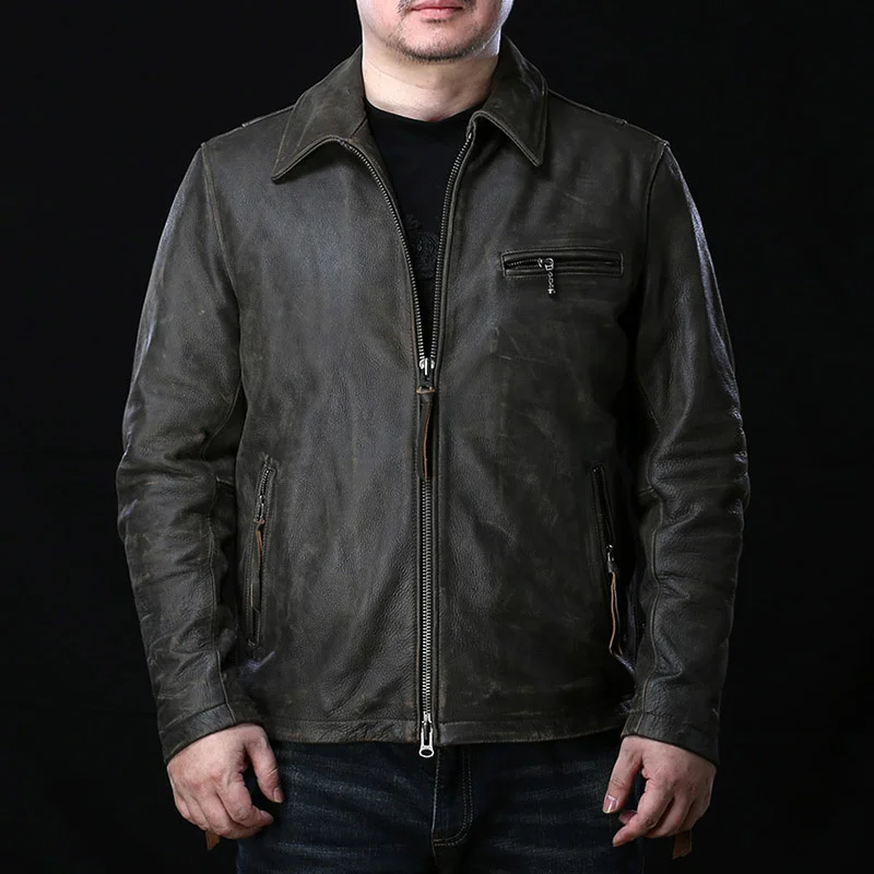 

Супер предложение 2021 Rock Can Roll! Прочтите описание! Мужская повседневная куртка из натуральной коровьей кожи азиатского размера