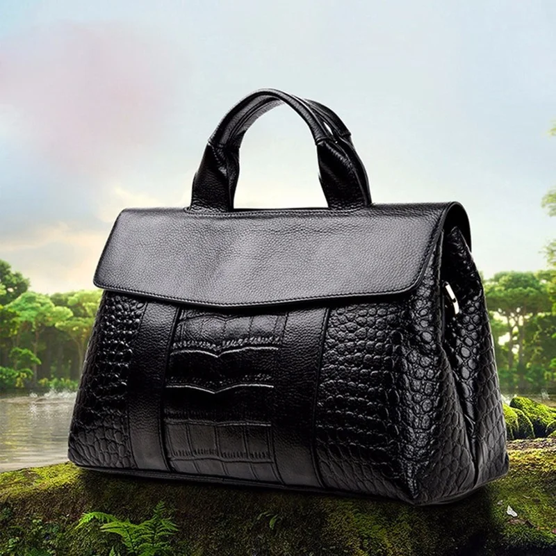 Luxury leather crocodile pattern handbag large capacity ladies bag 2022 new fashion all-match messenger one-shoulder women's bag