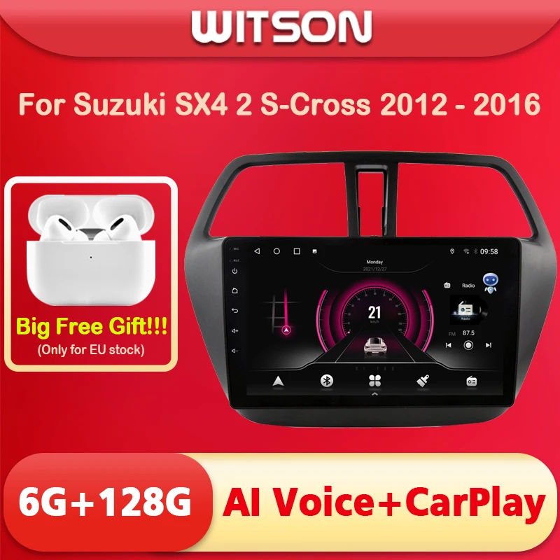 

WITSON 9 дюймов Android 11 AI VOICE 1 Din in Dash Car radio для SUZUKI S-CROSS/SX4 2014 Автомобильная стерео навигация