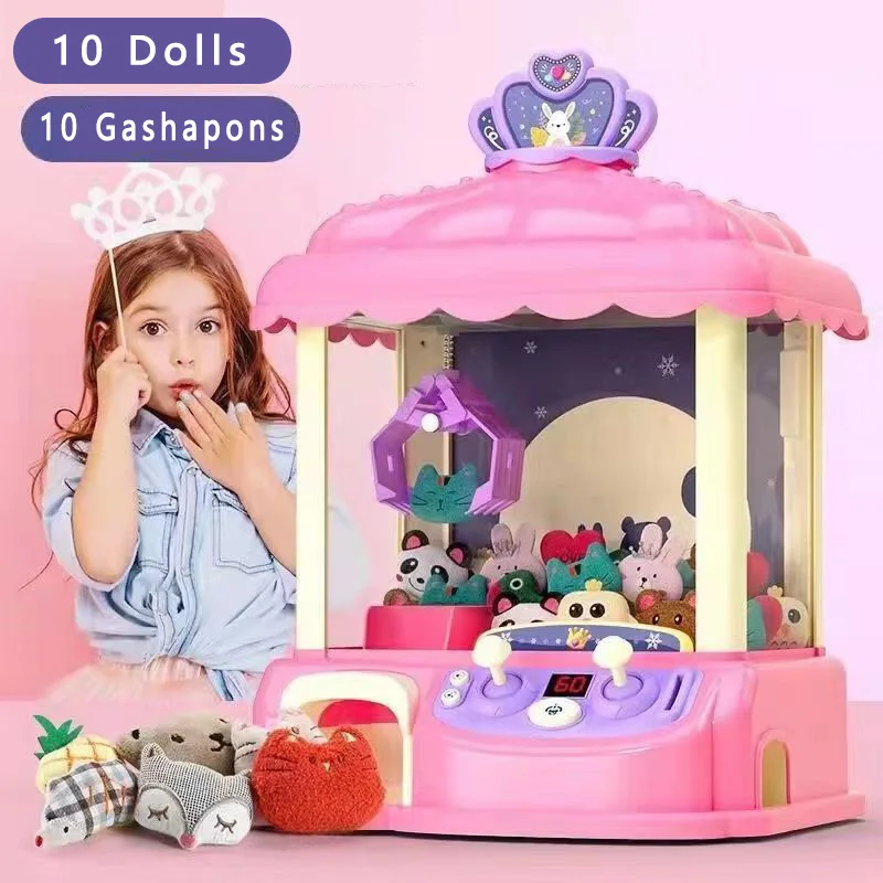 

DIY Doll Claw Machine Coin Operated Mini Candy Doll Grabber Claw Arcade Crane Machine Portable Board Game for Kids Toys Gifts