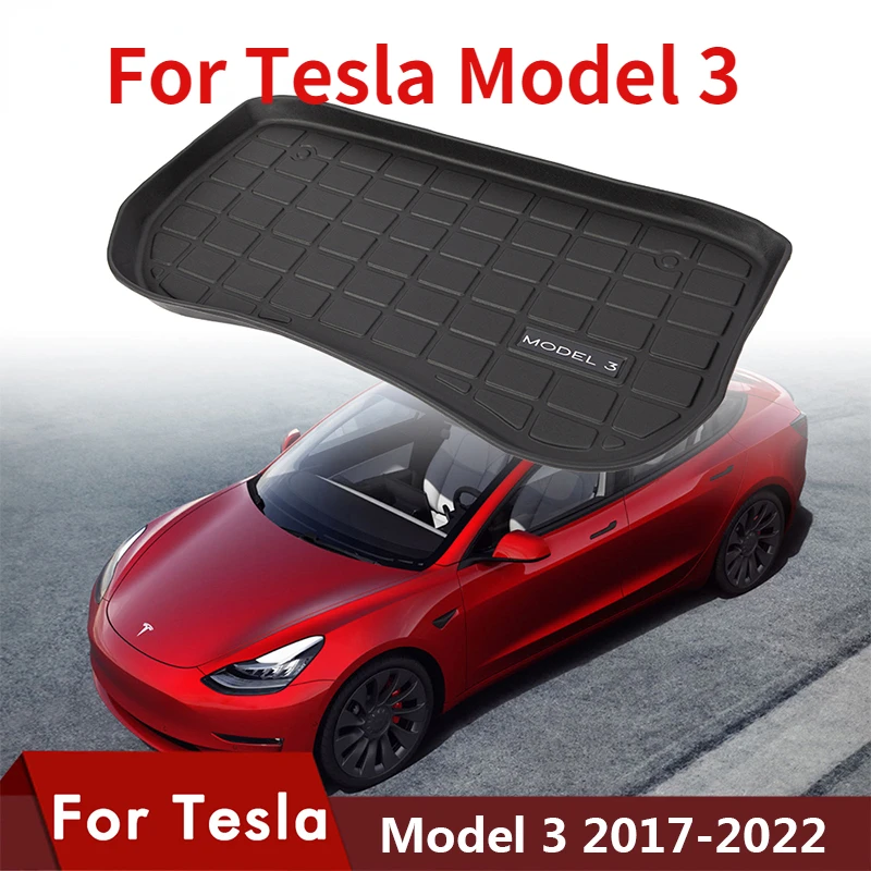 

New Model3 Car Front Rear Trunk Mat for Tesla Model 3 2021-2022 Accessories TPE Mats Waterproof Wearable Cargo Tray Storage Pads