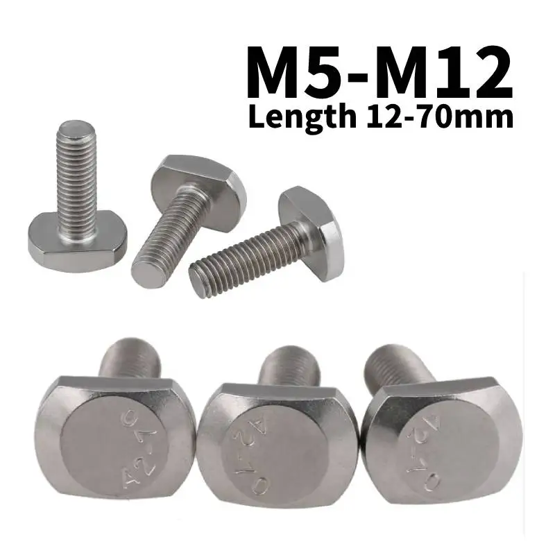 

T-Type Screws T-slot Bolts 304 Stainless Steel A2-70 T-shaped Pressure Plate Screws Rectangle Hammer Head Screw M5 M6 M8 M10 M12