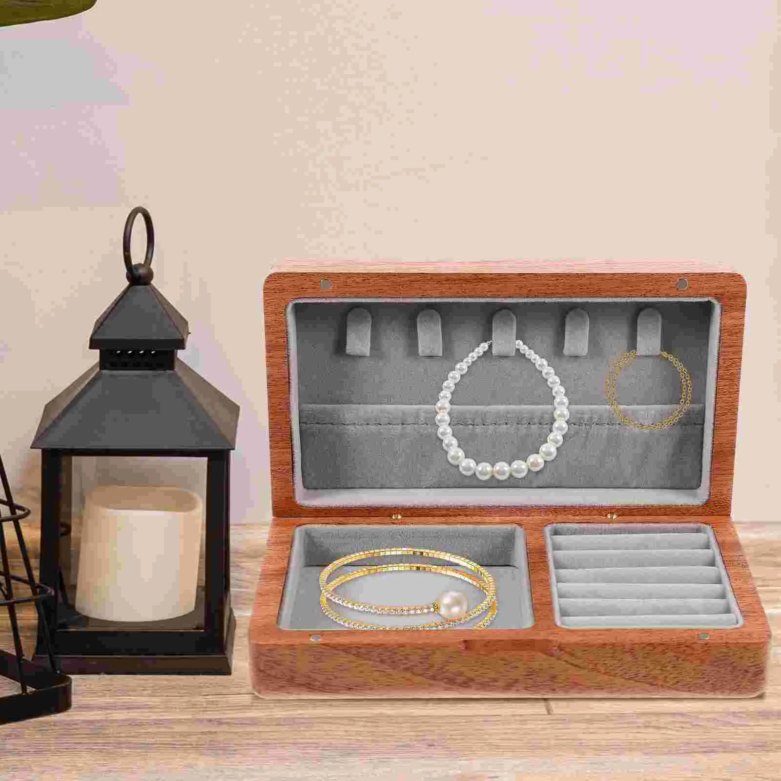 

Wooden Jewellery Collections Holder for Rings Earrings Necklace Jewlery Storage Box