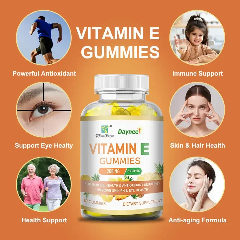 

60 pills vitamin E soft candy antioxidant anti-aging brightening skin tone protecting cardiovascular system endocrine system