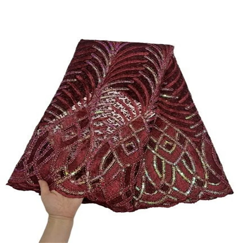 Sequined lace frican lace fabric 2020 high quality guipure lace latest cotton swiss voile lace french tull net lace fabri 5yards